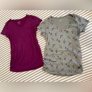 Pair of maternity v-neck tops Small